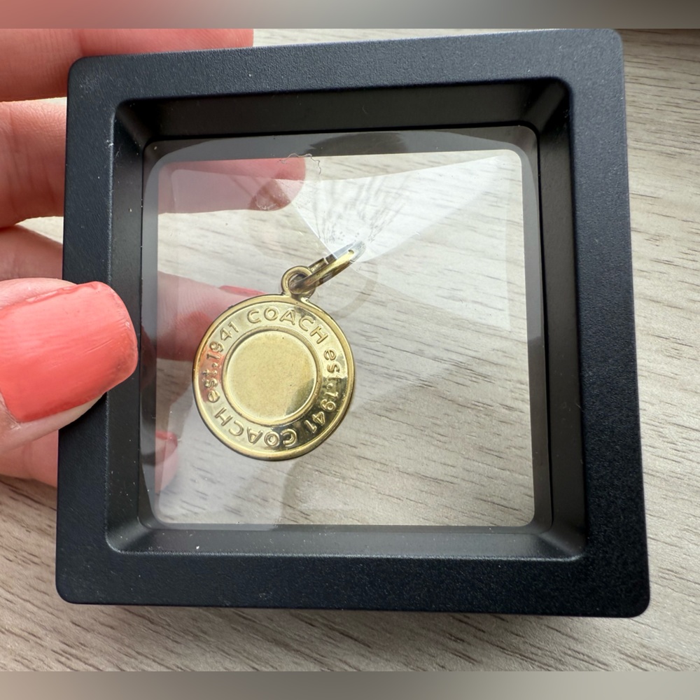 Coach Gold Tone Circular Logo Charm Pendant - Picture 3 of 3